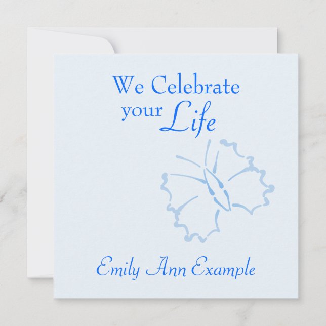 Customizable Wake / (Living) Funeral -- Butterfly Invitation (Front)
