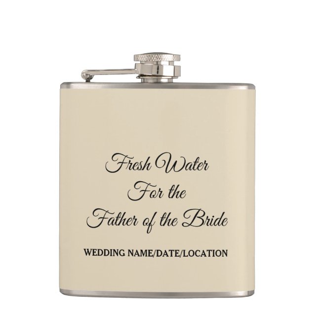 CUSTOMIZABLE Water for Father of the Bride Flask (Front)