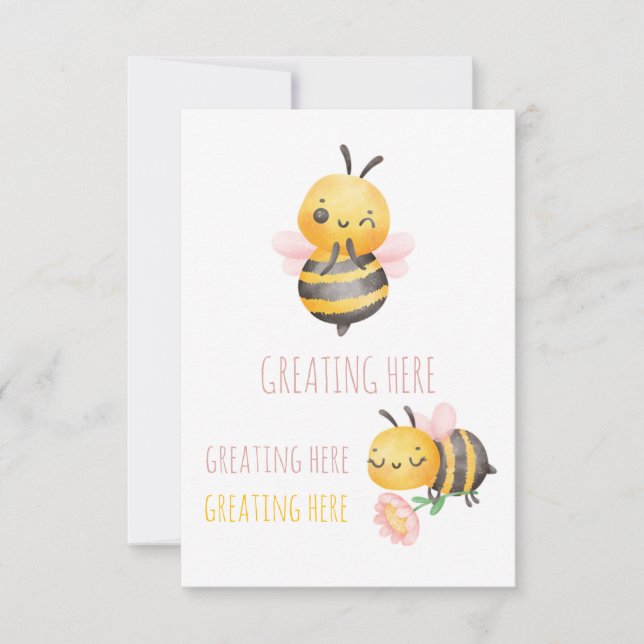 Customizable Watercolor Bee Teacher Thank You Card (Front)