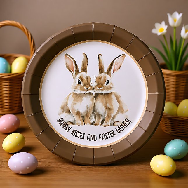 Customizable 🐰watercolor  Bunny  Paper Plates (Customizable 🐰watercolor Bunny Paper Plates)