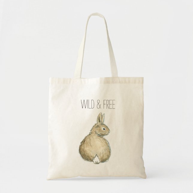 Customizable Watercolor Bunny Tote Bag (Front)