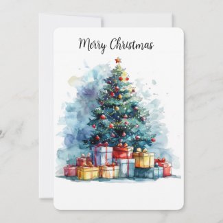 Customizable Watercolor Christmas Tree