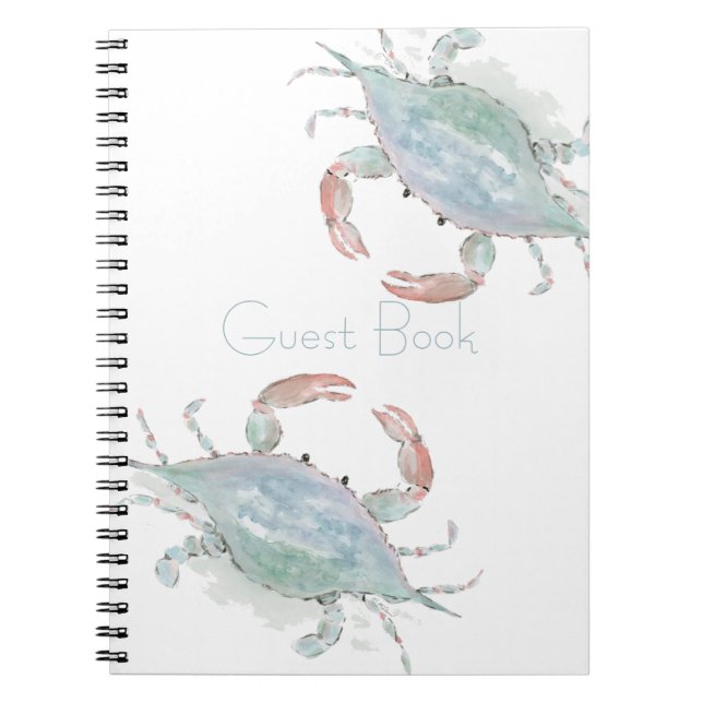 Customizable Watercolor Coastal Crab Notebook (Front)