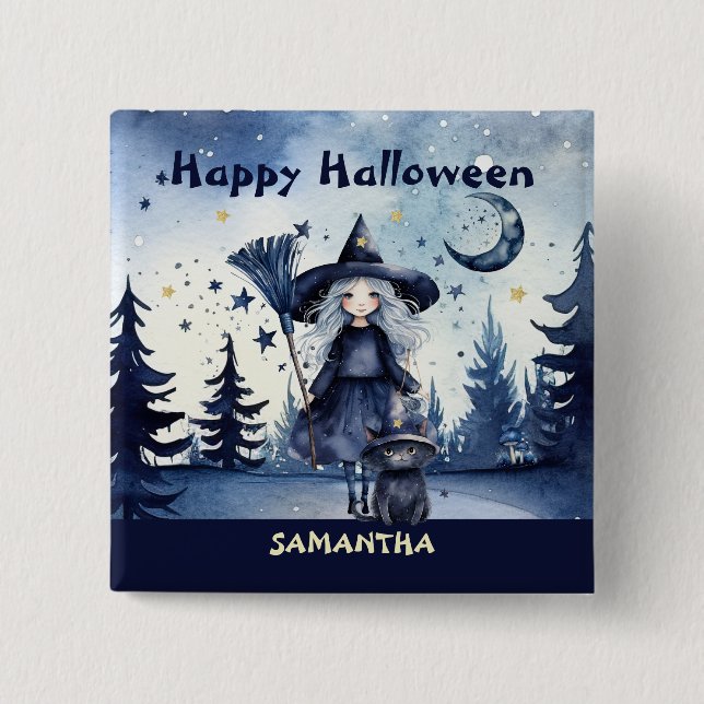 Customizable Watercolor Customize Halloween Button (Front)