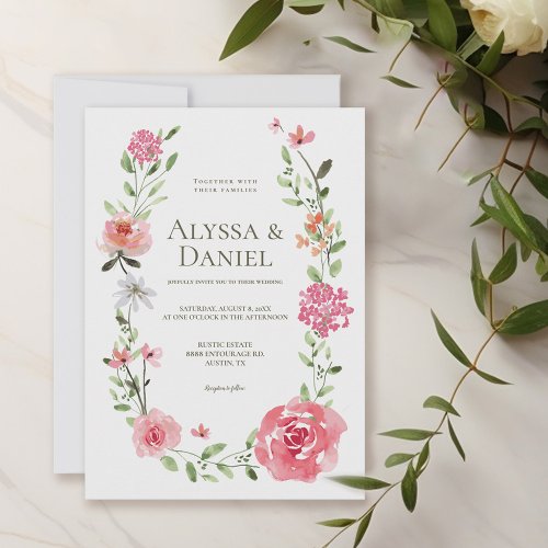 Customizable Watercolor Floral Chic Garden Wedding Invitation