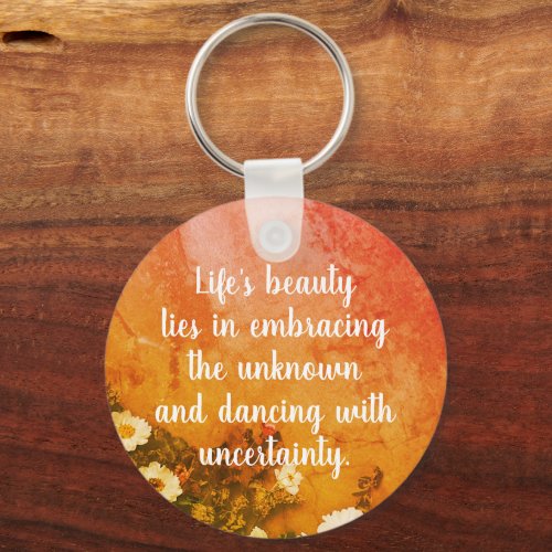 Customizable Watercolor Flower Inspirational Quote Keychain