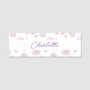 Customizable Watercolor Flowers Personalized Name Tag