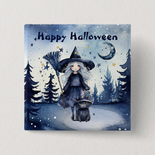 Customizable Watercolor Halloween Button