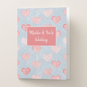 Customizable Watercolor Hearts Wedding Pocket Folder