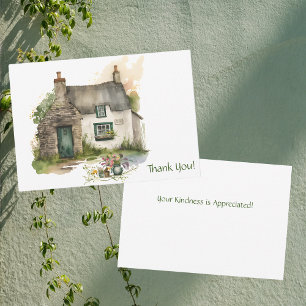 Customizable Watercolor Irish Cottage Thank You Card