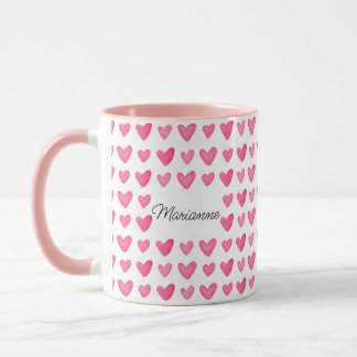 Customizable Watercolor Pink Hearts Mug