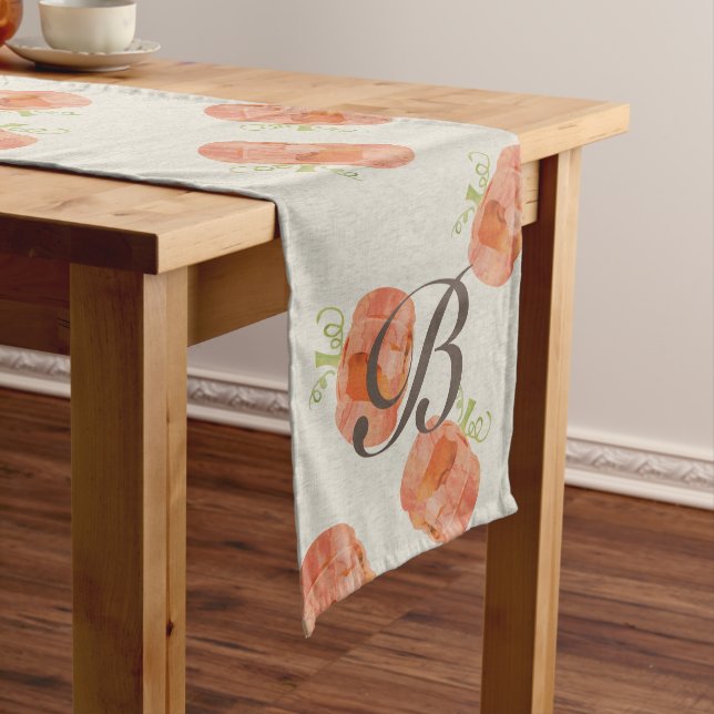 Customizable Watercolor pumpkin table runner (In Situ)