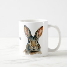 Customizable Watercolor Rabbit Portrait Mug