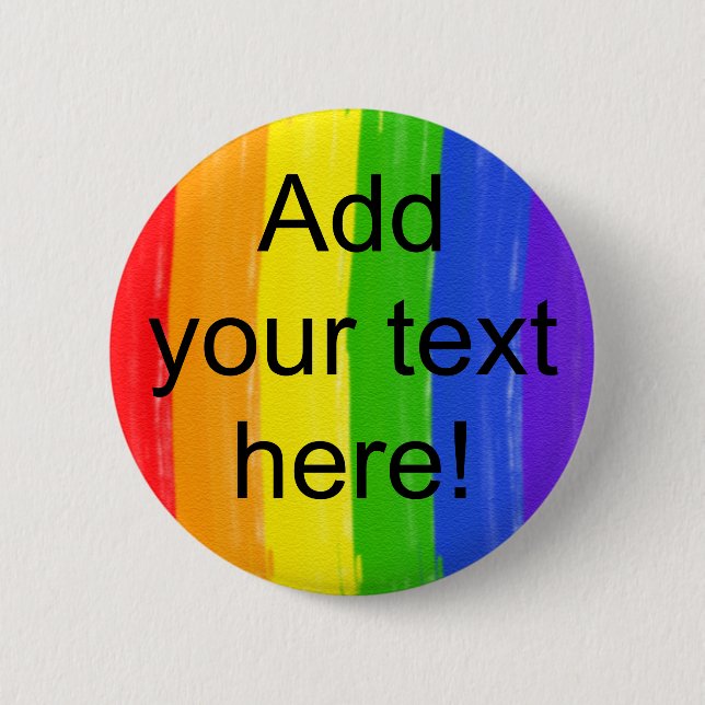 Customizable Watercolor Rainbow Pinback Button (Front)