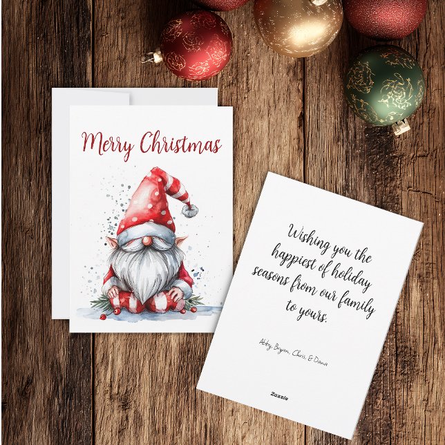 Customizable Watercolor Santa Gnome Holiday Card (Creator Uploaded)