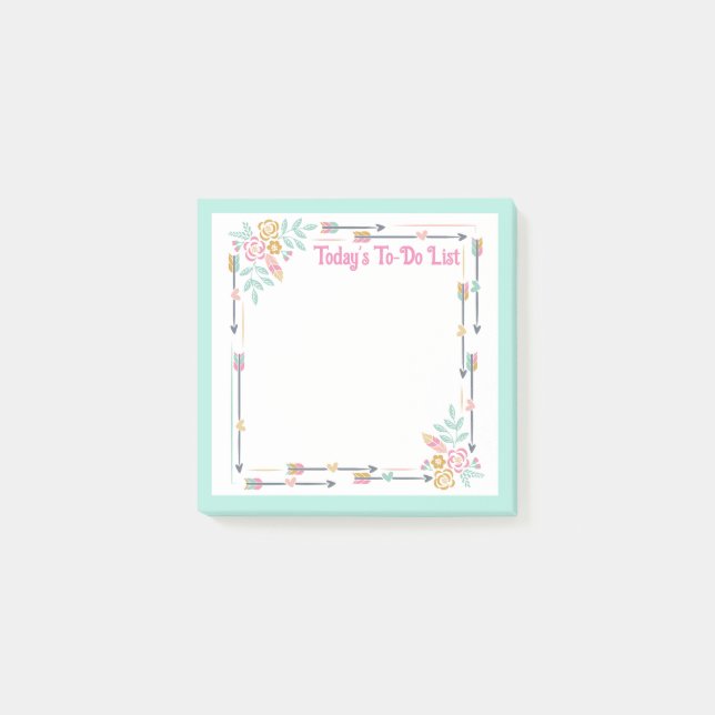 Customizable Watercolour Floral To-Do List Post-it Notes (Front)