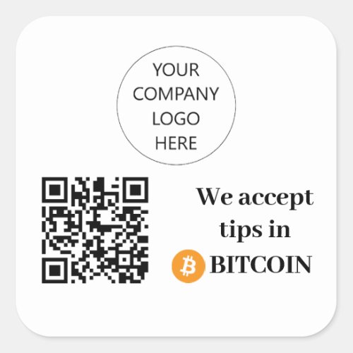 Customizable We Accept Tips in Bitcoin Sticker