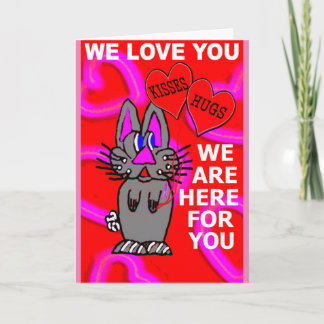 Customizable We Love You Pink Ribbon Breast Cancer Card