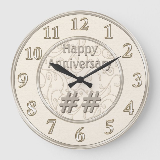Customizable Wedding Anniversary Gifts by Year Large Clock (Front)