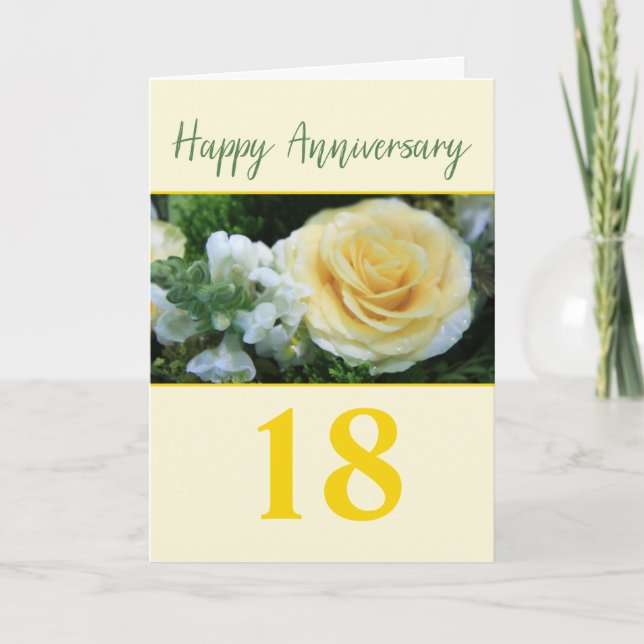 Customizable Wedding Anniversary  Yellow Rose Card (Front)