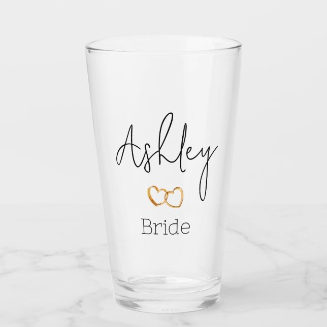 Customizable Wedding Bride Glass Tumbler (Front)