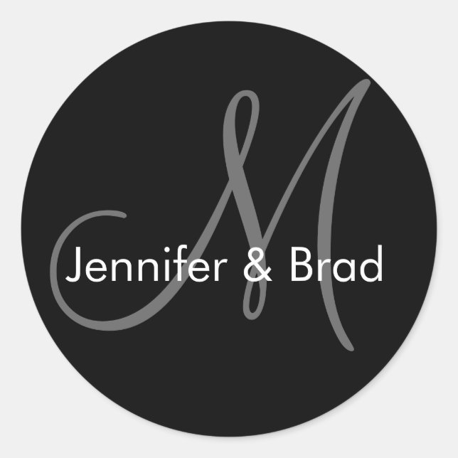 Customizable Wedding Bride Groom Monogram Sticker (Front)
