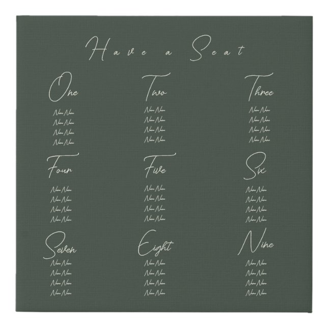 Customizable Wedding Chart Faux Canvas Print (Front)