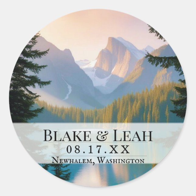 Customizable Wedding Date Event Sticker Mountain (Front)