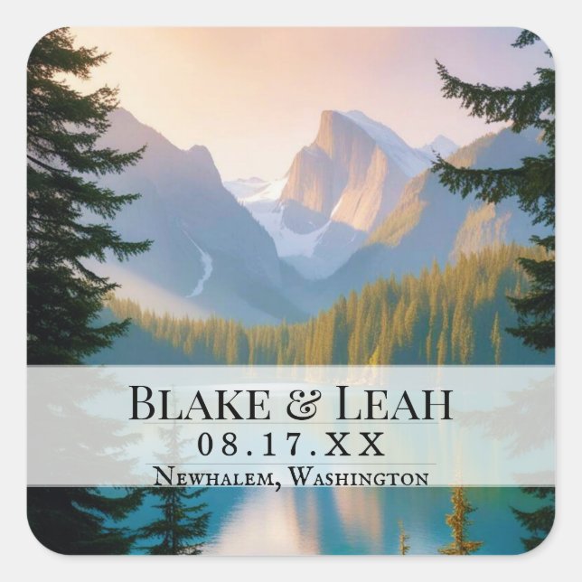 Customizable Wedding Date Event Sticker Mountain (Front)