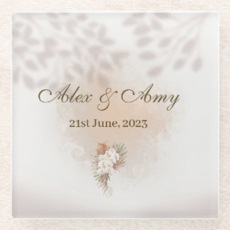Customizable Wedding Glass Coaster