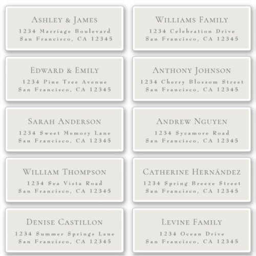 Customizable Wedding Guest Address Labels