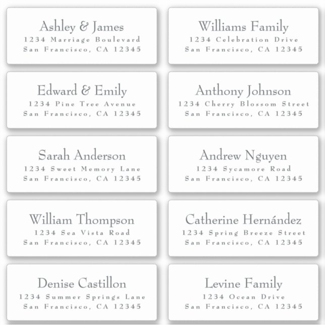 Customizable Wedding Guest Address Labels (Front)
