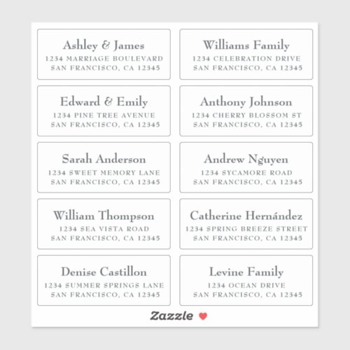 Customizable Wedding Guest Address Labels