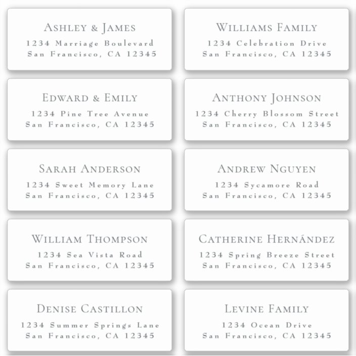 Studio mailing labels white template