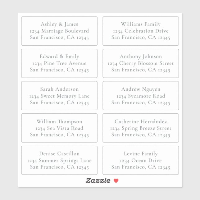 Customizable Wedding Guest Address Labels (Sheet)