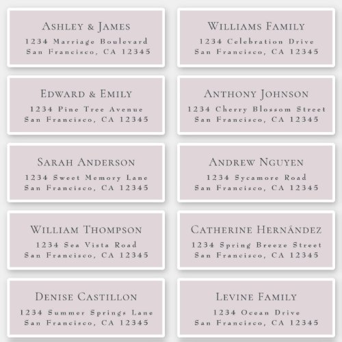 Customizable Wedding Guest Address Labels