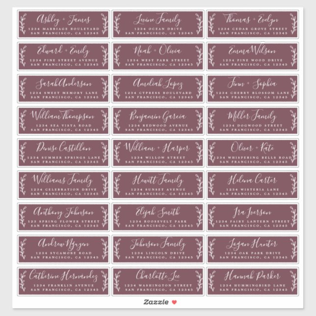 Customizable Wedding Guest Address Labels (Sheet)