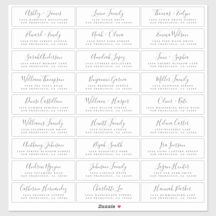 Black and white wedding labels