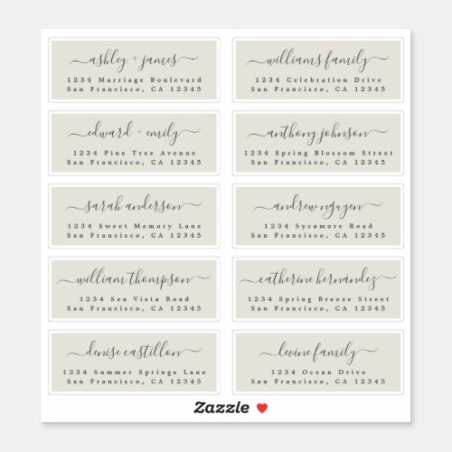 Customizable Wedding Guest Address Labels