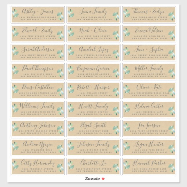 Customizable Wedding Guest Address Labels (Sheet)