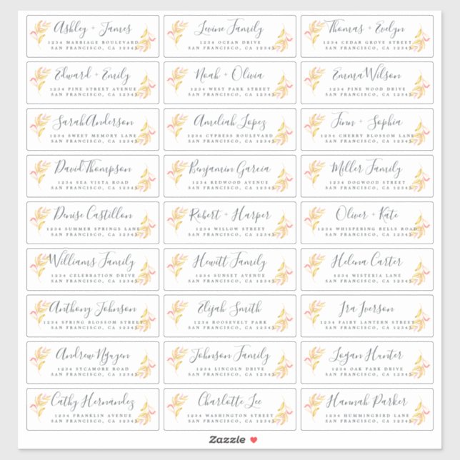 Customizable Wedding Guest Address Labels (Sheet)