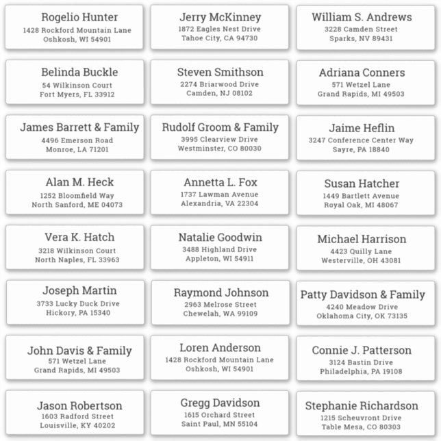 Customizable wedding guest address labels sticker (Front)