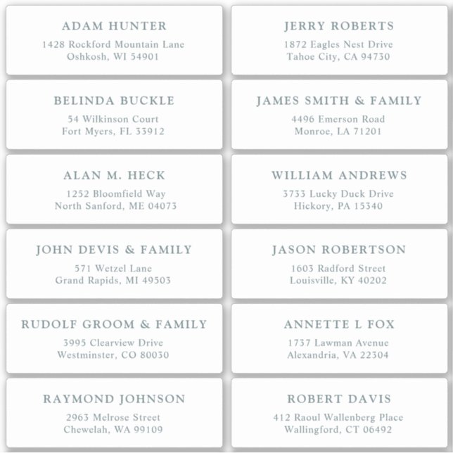 Customizable wedding guest address labels sticker  (Front)