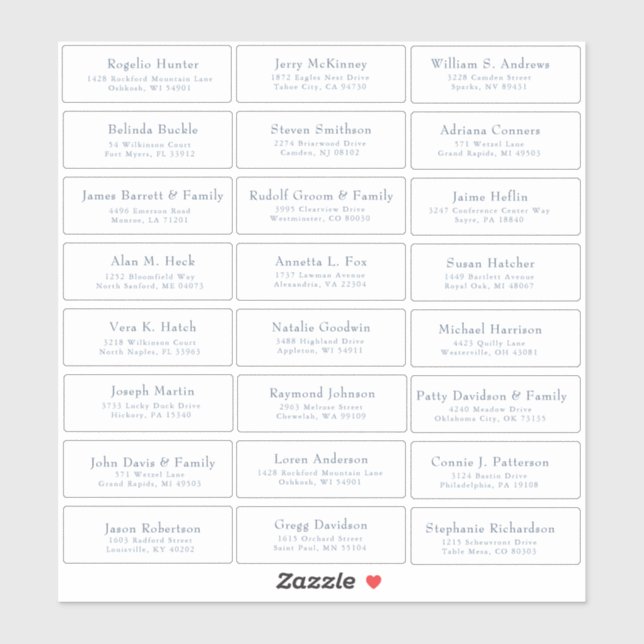 Customizable wedding guest address labels sticker (Sheet)
