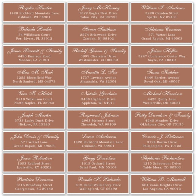 Customizable wedding guest address labels sticker (Front)