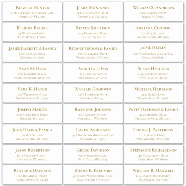 Customizable wedding guest address labels sticker (Front)