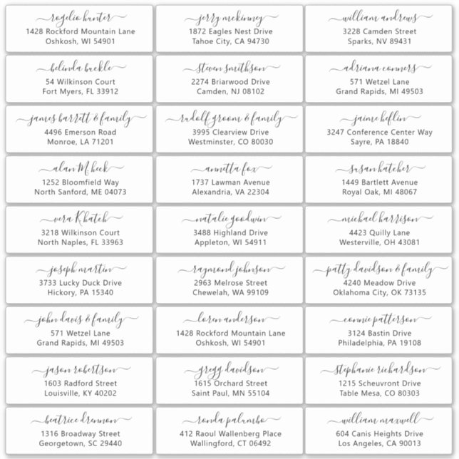 Customizable wedding guest address labels sticker (Front)