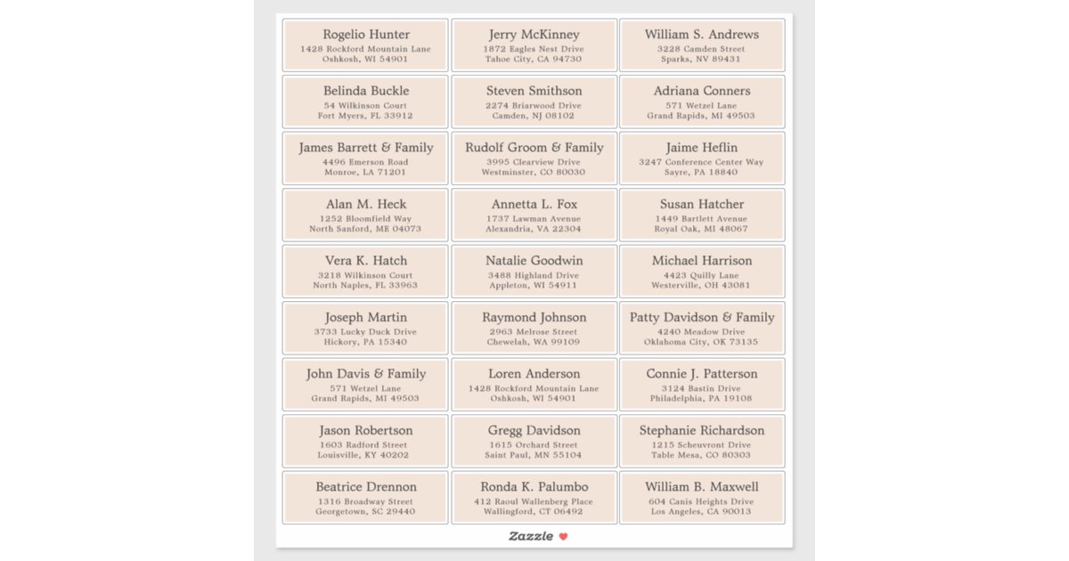 Customizable wedding guest address labels sticker | Zazzle.com