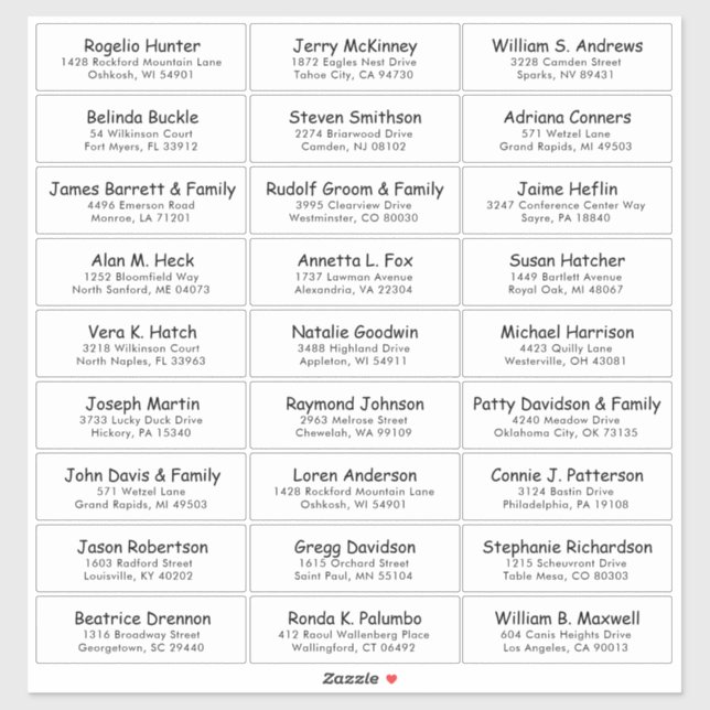 Customizable wedding guest address labels sticker (Sheet)