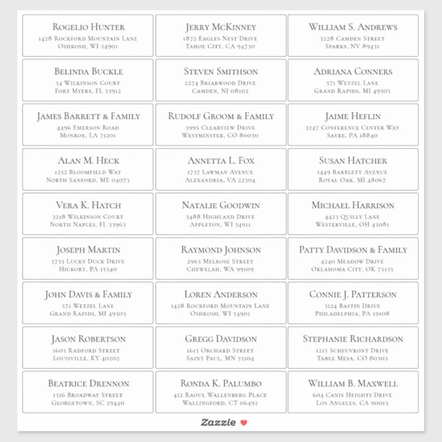 Customizable wedding guest address labels sticker (Sheet)